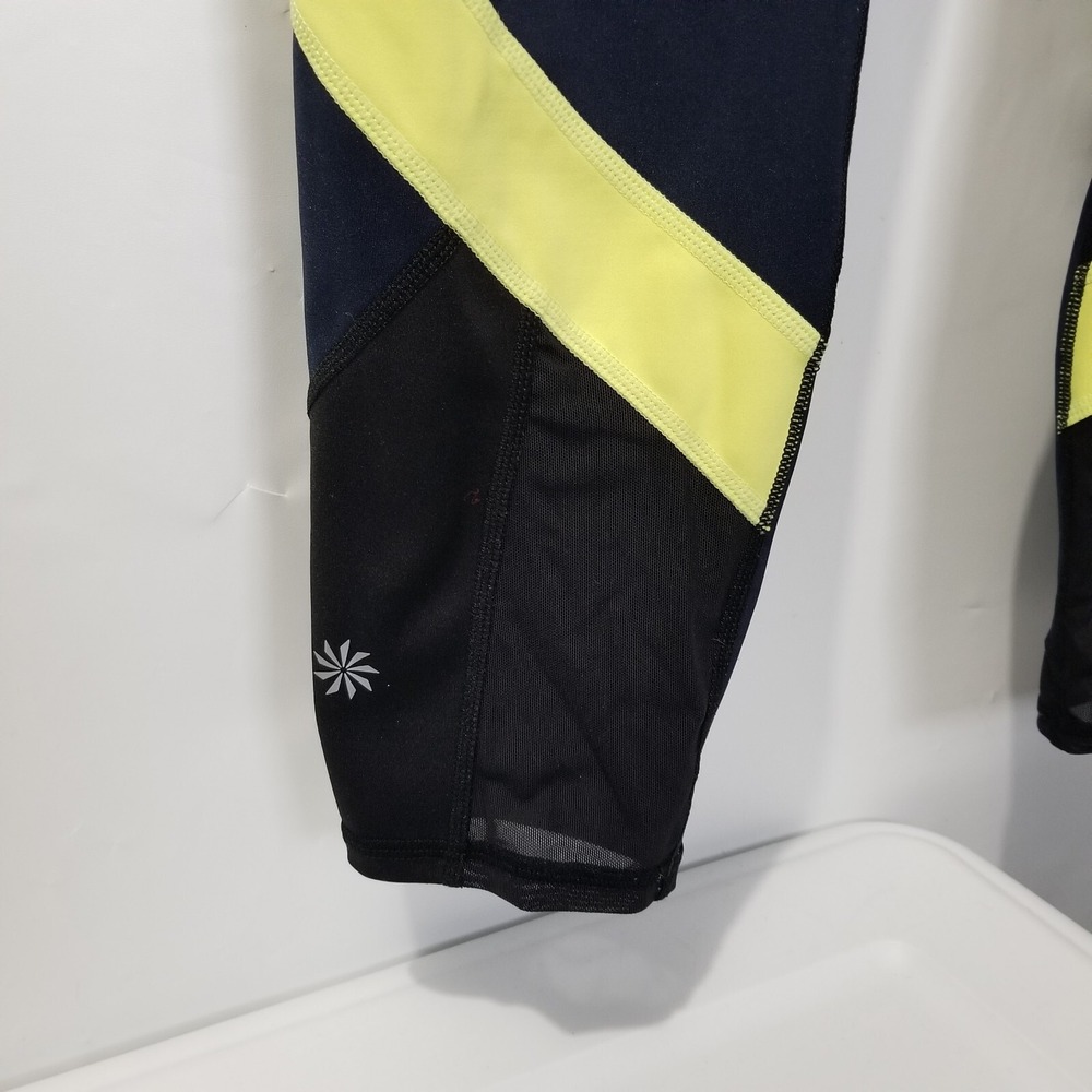 Athleta Sonar Color Block 7/8 Leggings Womens Medium Black Navy Green Gym M - Picture 6 of 10